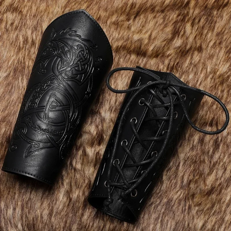 Wrist Guard Cosplay Wrist Cuffs Cosplay Gloves PU Leather Medieval Wrist Guards