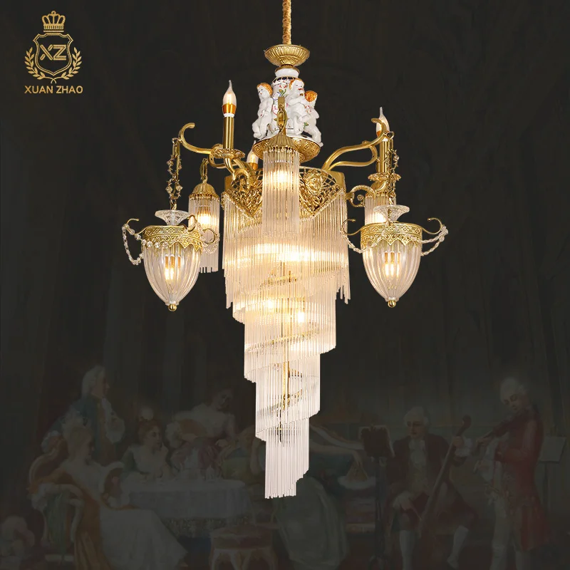 

Baroque Classic Fancy Light Luxury Oversize Pendant Light High Ceiling Chandeliers Pendants Lamp European Style Large Chandelier
