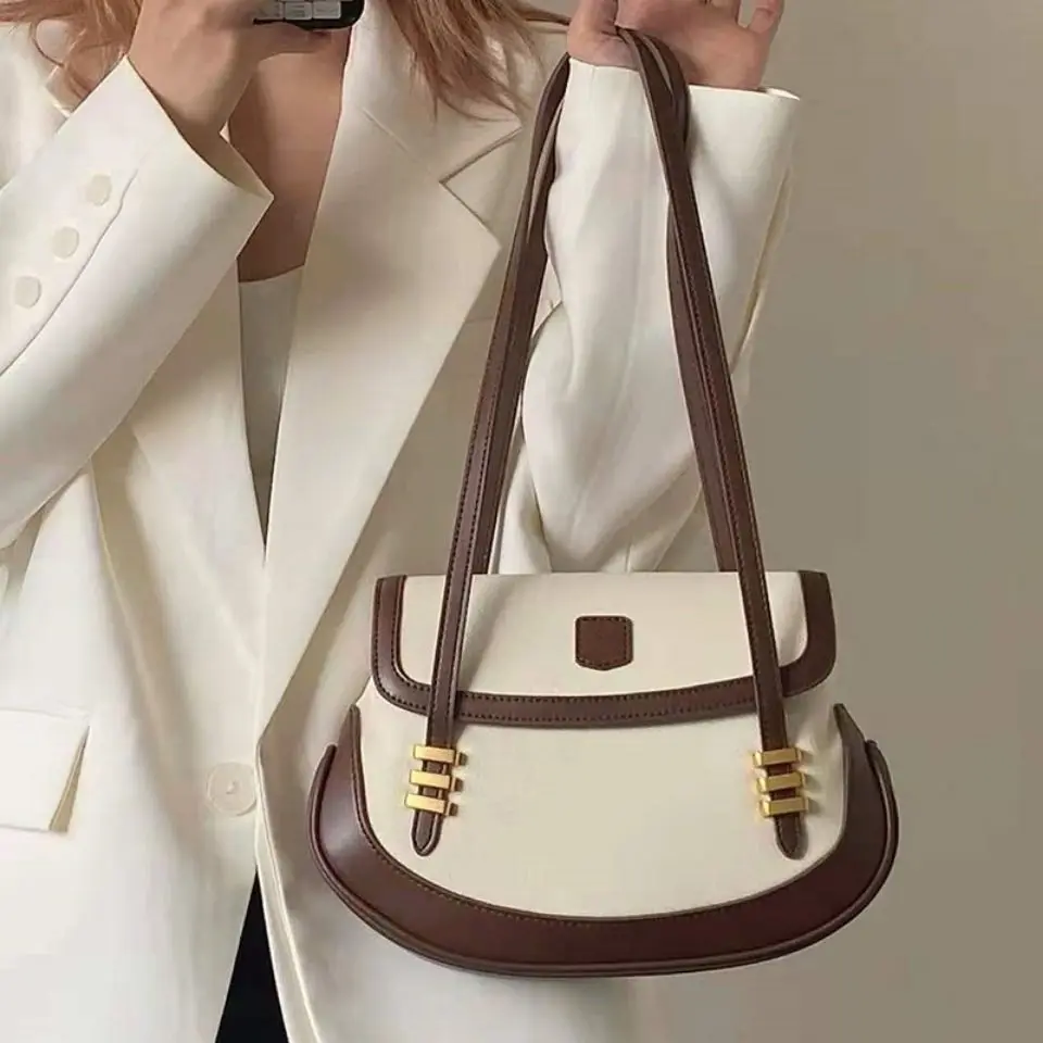 

French retro underarm bag for women's new trendy autumn and summer niche light luxury fashion cross body saddle bag