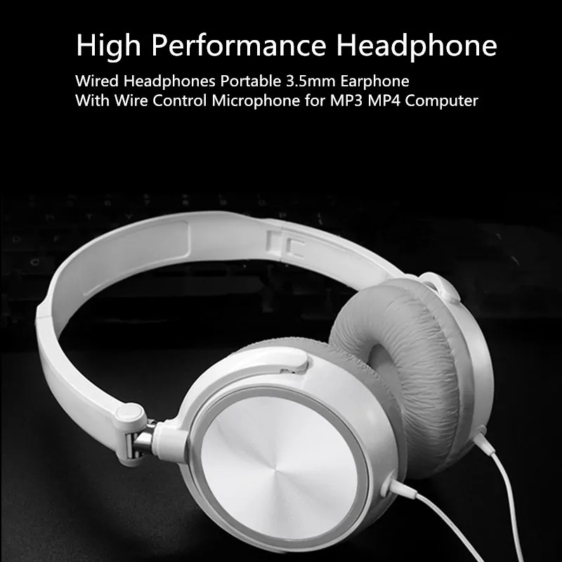 Wired Headphones With Microphone Over Ear Stereo For iPhone Xiaomi