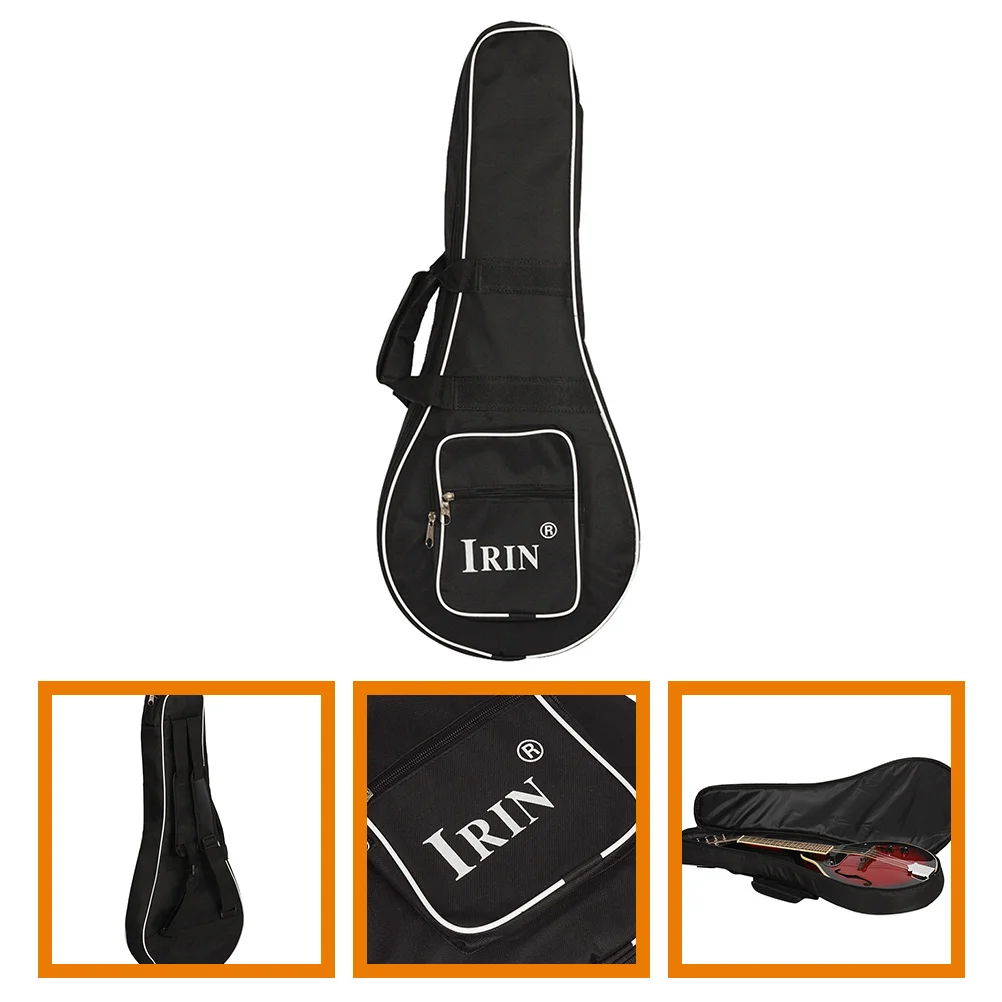 

Black Mandolin Bag Thickened Cotton Backpack Musical Instrument Pouch Storage Carrying Handbags Oxford Cloth