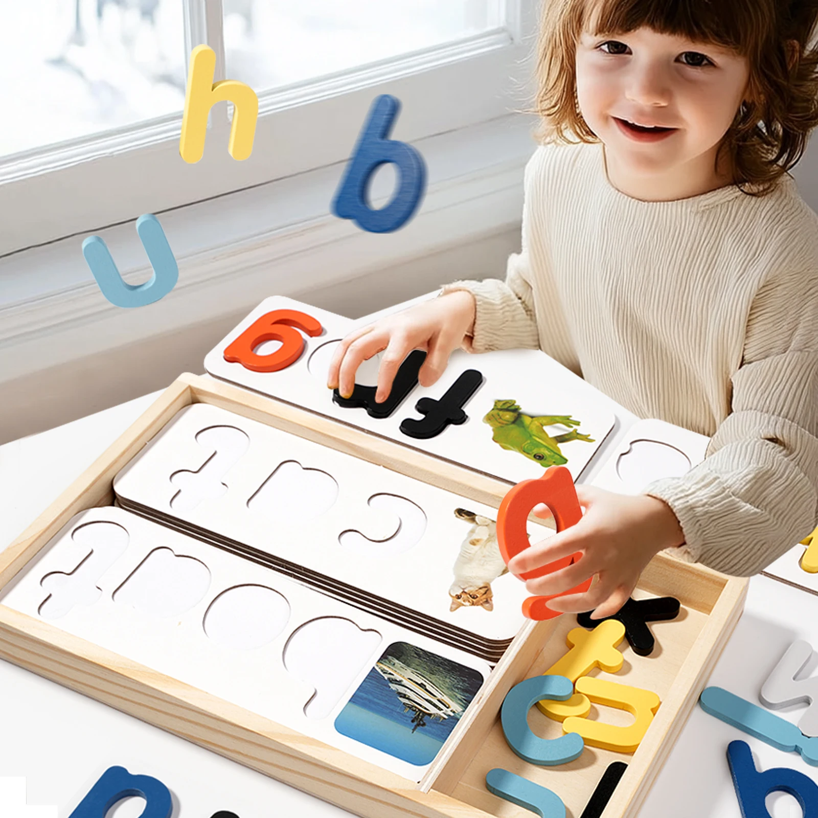 Wooden Alphabet Spelling Puzzle Toy for Toddlers Montessori Educational Word Learning Matching Game For Kids Boys Girls Gift