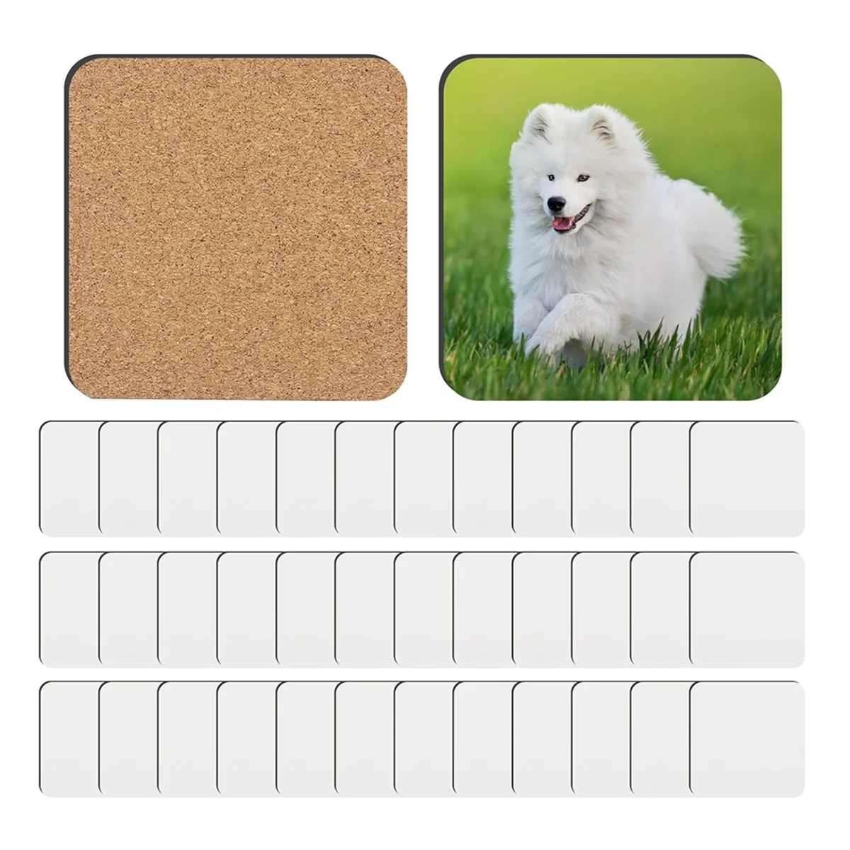 36 PCS Sublimation Coasters Blanks MDF Cork Back Heat Transfer Coasters Wood Hardboard Blank Sublimation Y