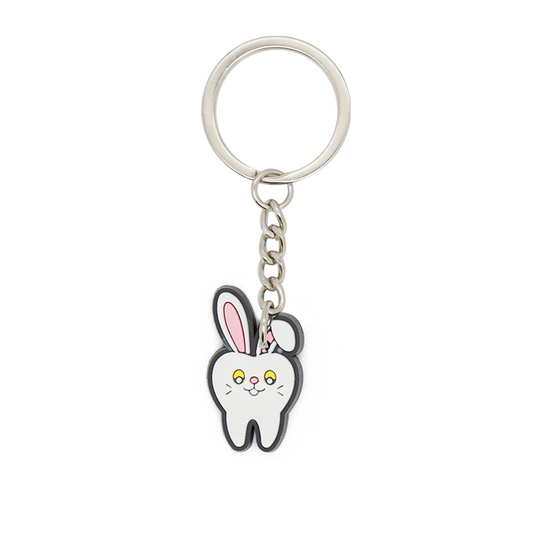 10pcs Tooth Shape Model Keychain PVC Keyring Cartoon Lovely Girls Kids Gift Pendant Teeth Key Chain