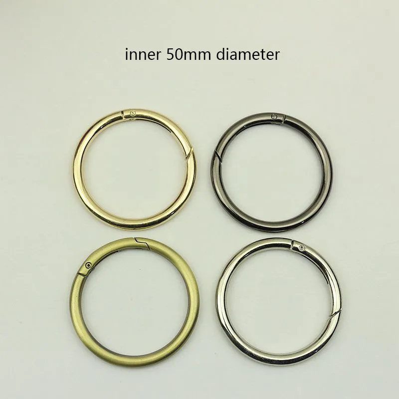 10Pcs 50mm Metal Spring O Ring Round Openable Round Snap Hook for Bag Strap Keychain Pendant DIY Sewing Accessories 20pcs 38mm metal oval spring o ring buckles openable keyring dog snap trigger clasp clip bag belt leather craft diy bag parts