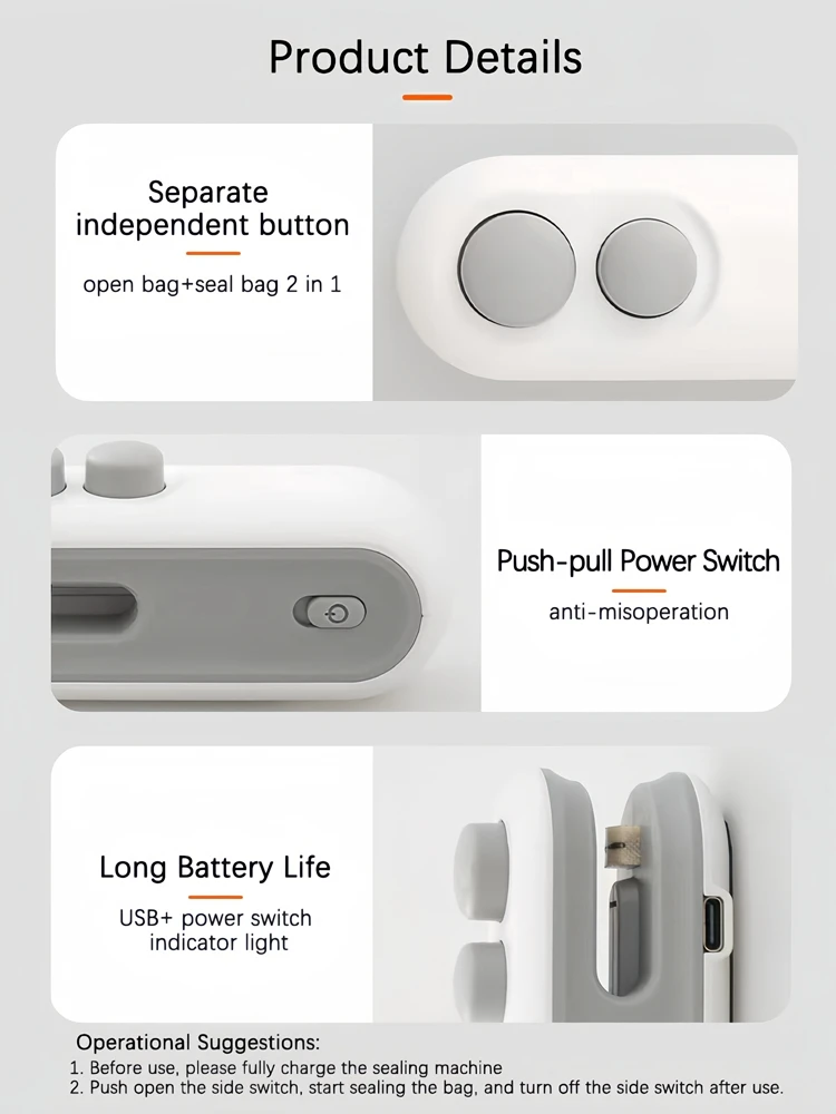 Mini Heat Bag Sealing Machine Handheld Sealer Food Packaging Heat Sealer