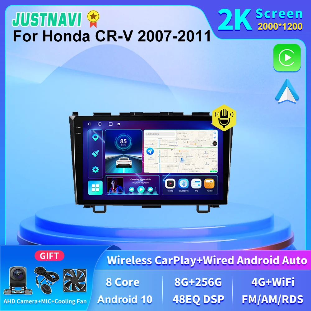 

JUSTNAVI 2K Screen 4G LTE Car Radio Multimedia GPS Head Unit For Honda CR-V 3 RE CRV 2007 2008 2009 2010 2011 Built-in Carplay