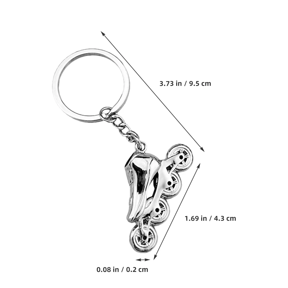 Roller Skate Keychain Durable Zinc Alloy Lightweight Skating Charm Silver Keychains Wallet Chain Key Ring Bulk Women Men