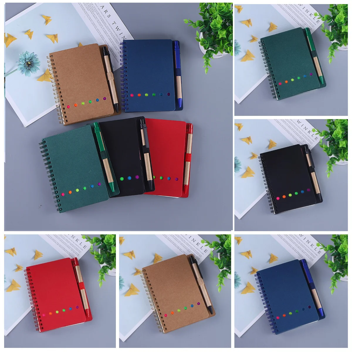 

1pc New Creative Metel Spiral Coil Notebook Kraft Notebook Combination Journal Diary Notepad for Office Business School Supplies