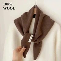 New Solid color 100% wool winter women's scarf triangular knitted scarf multifunctional warm scarf y2k scarf woman accesories