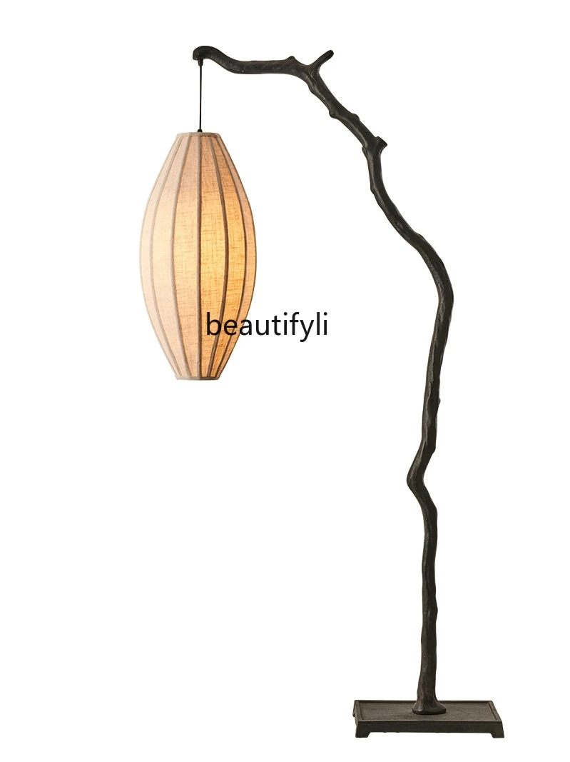 

New Chinese Style Floor Lamp Chinese Style Retro Tome Lamp Silent Style Modern Living Room Branch Floor Lamp