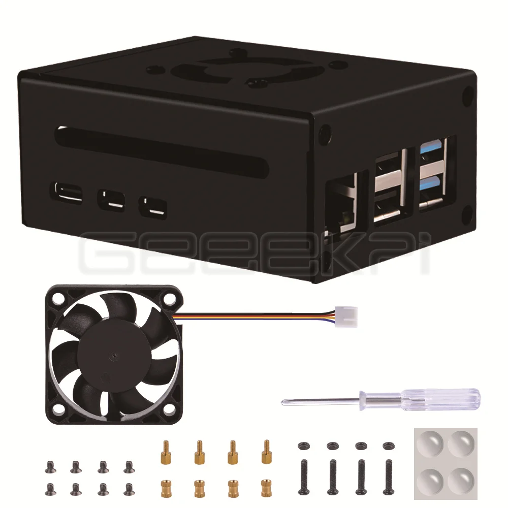 Geeekpi-capa de Metal Raspberry pi Compatível com Pcle M.2 Nvme Shield Top X1001 com Dissipadores de Ventilador - Imagem 4