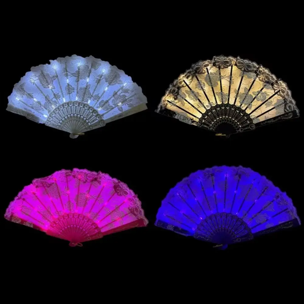 Creative Glow Folding LED Fan Portable Colorful Dancing Light Fan LED Luminous Glow in The Dark LED Luminous Fan Rave Festival