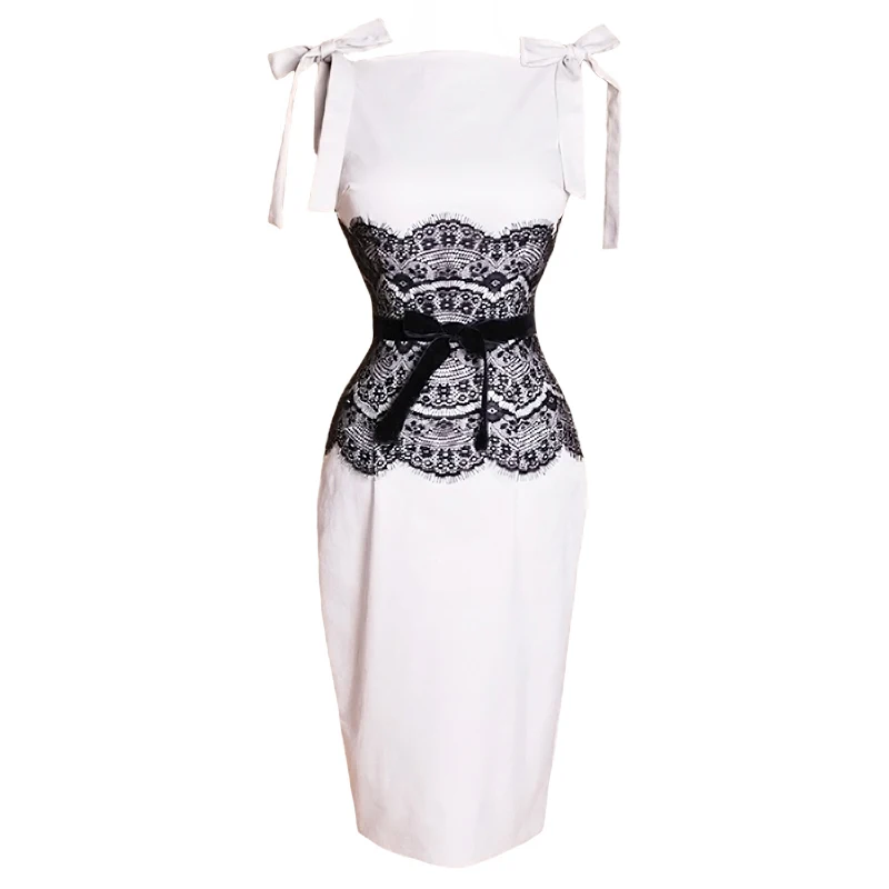 

Elegant Retro White Lace Sheath Slimming Slim Strap Dress Banquet Dress White Dress Sexy Dress