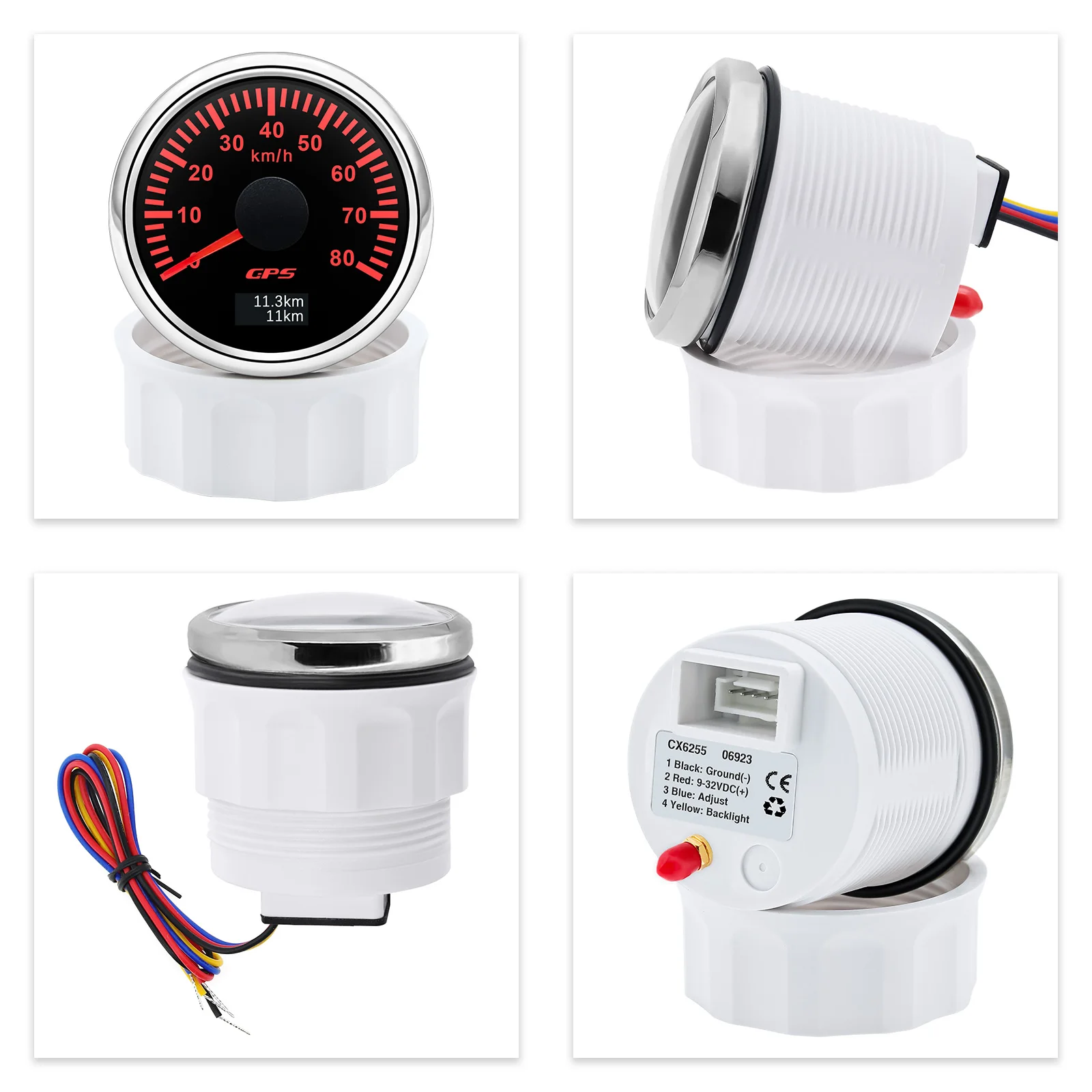 30/60/80/120/200 km/h GPS-Tachometer mit GPS-Antenne für 12 V 24 V Auto Boot Marine wasserdichter Geschwindigkeitsmesser Kilometerzähler 7 Farben LED – Detail 7