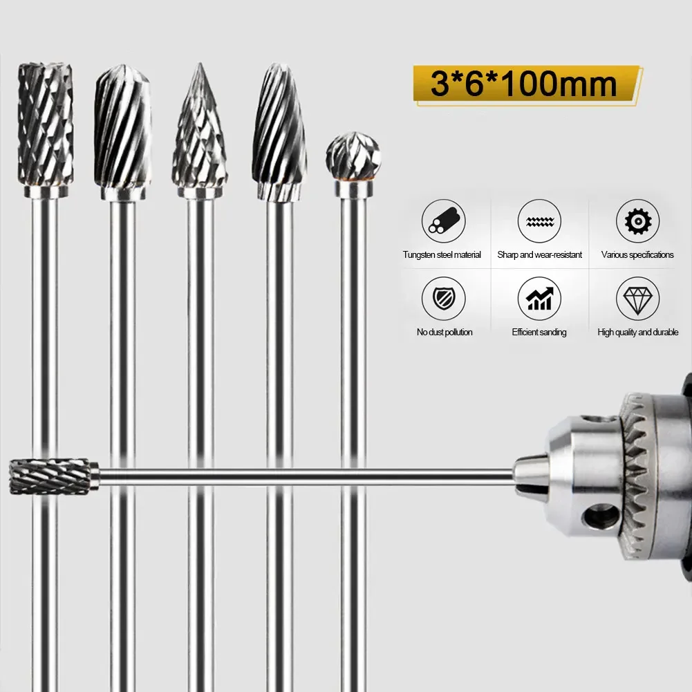 10cm Double Groove Tungsten Carbide Rotary File for Woodworking and Polishing