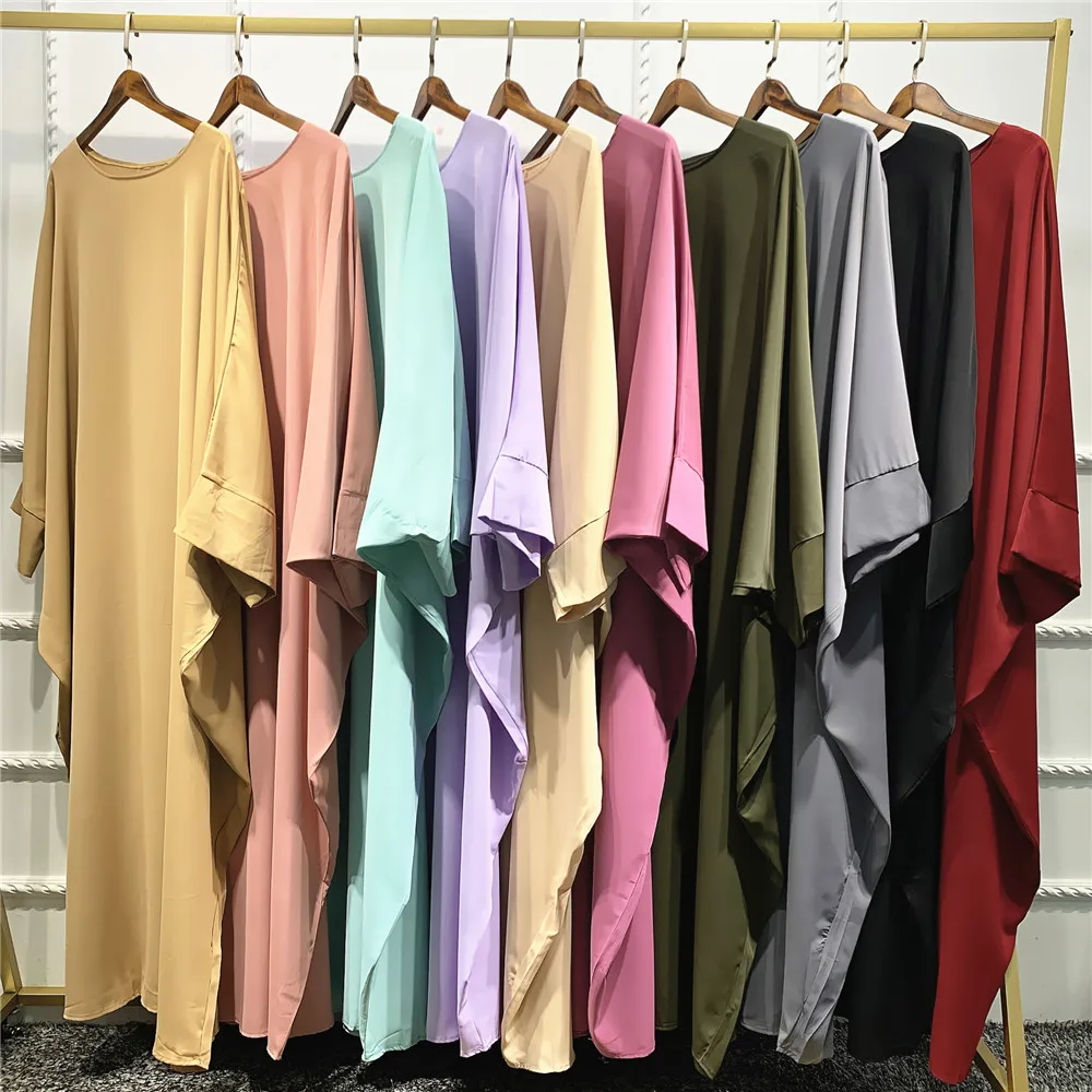 

Modest Abaya Muslim Bat Sleeve Loose Maxi Dresses Turkey Arabic Long Khimar Kaftan Turkey Robe Prayer Garment Abayas Eid Ramadan