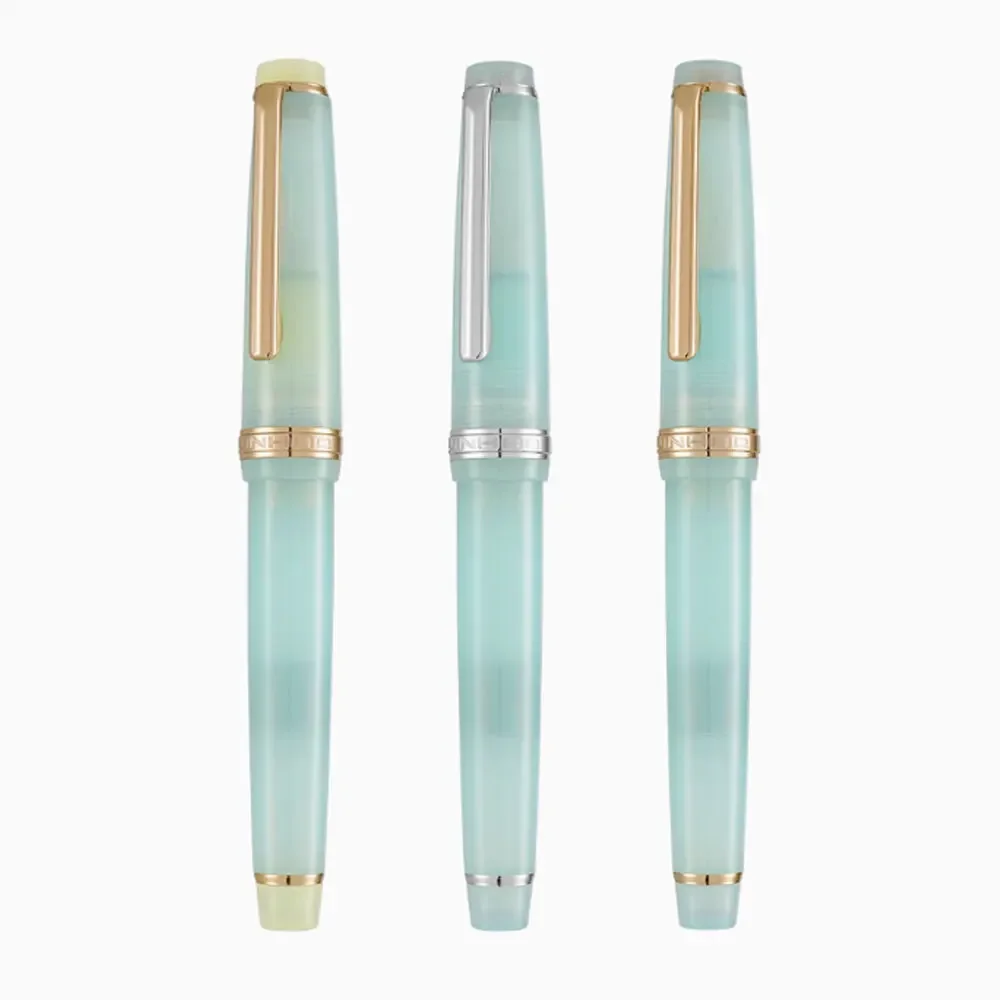 2025 New Style Jinhao Transparent Ice Blue Fountain Pen Luxury Gold/silver Clip, 12.4mm Inking Pens, Smooth Writing EF/F/M 2