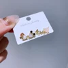 4pcs/set Small Love Heart Mouse Cartoon Stud Earrings Gold Color Women Girls Cubic Zircon Gift Jewelry 3