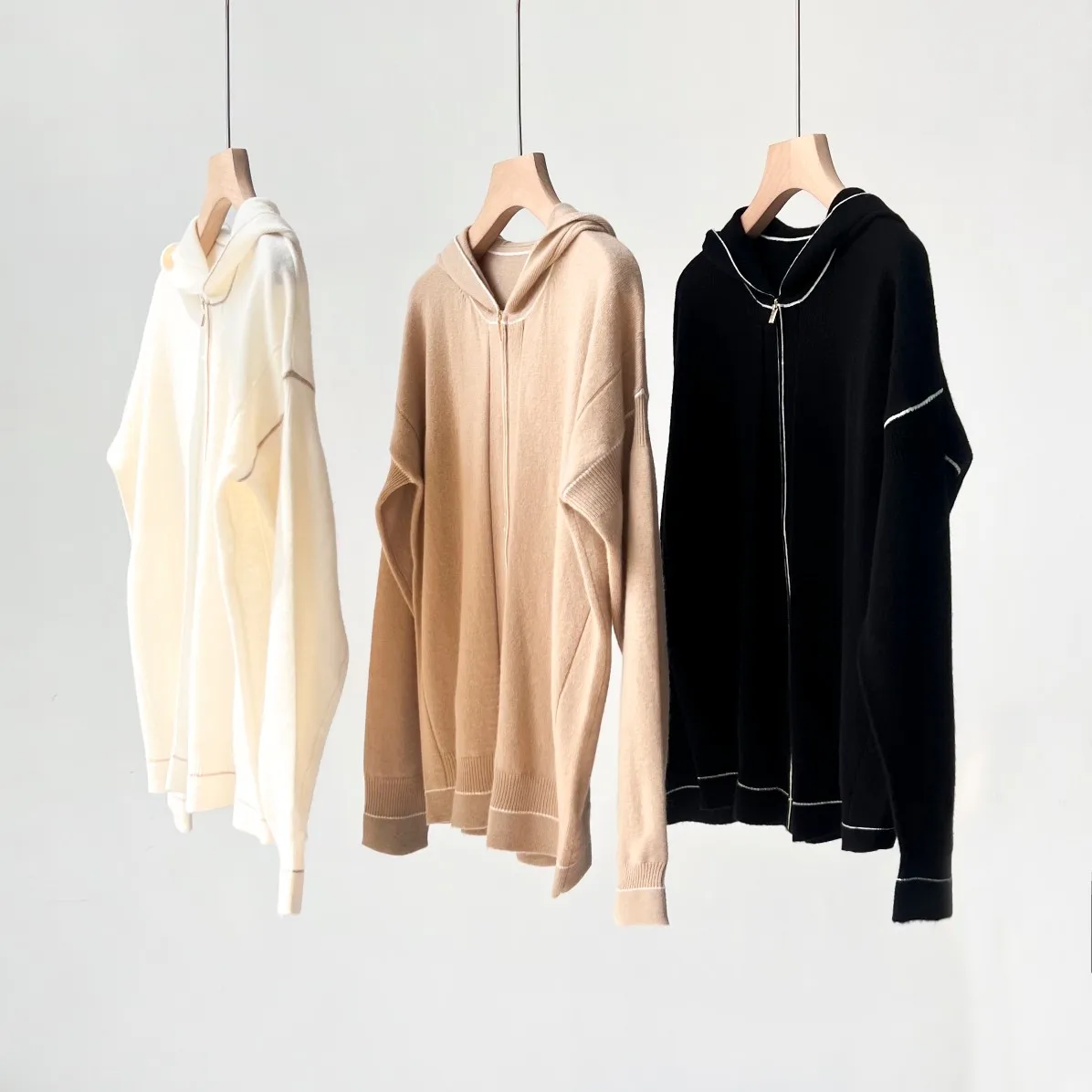 

Women Sweater d Drop Shoulder Knitwear Hooded Cashmere Cardigan