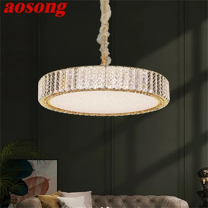 

AOSONG Postmodern Pendant Light Round LED Luxury Crystal Fixtures Decorative For Dinning Living Room Bedroom Chandeliers