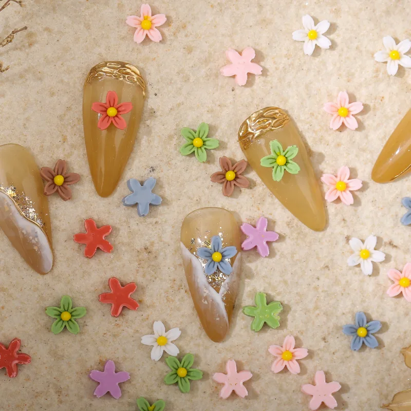 

Resin Charms Nail Art Decorations 3D Colorful Mini Flower Flatback Rhinestones DIY Acrylic Decor Crafts Nail Design Manicure