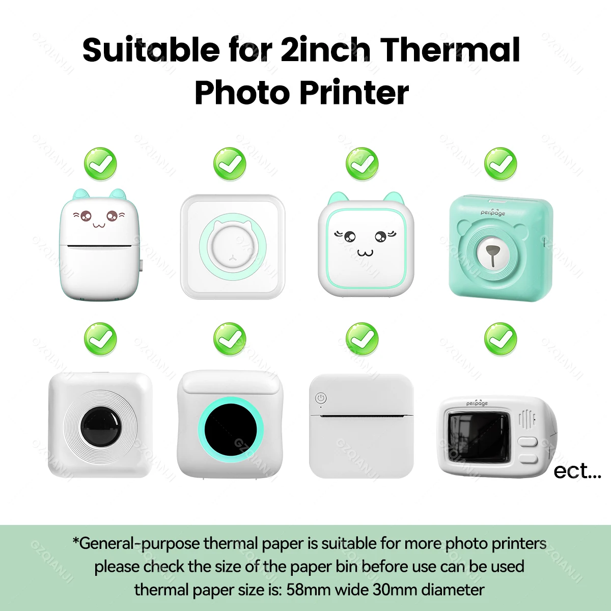 Universal Thermal Paper 57x25mm Thermal Receipt Paper Rolls for All Mini 58mm Inkless Wireless Bluetooth Thermal Photo Printer