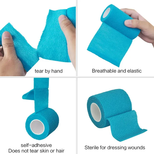 1/6/10/15pcs Multiple 4.8m Blue Sports Elastic Bandage Wrapping Straps, Used For Knee Support Pads, Fingers, And Knee Pads 3