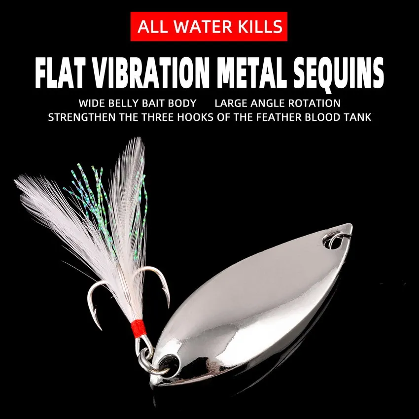 1Pcs 5g-20g Metal Spinner Spoon Lures Trout Fishing Lure Hard Bait Sequins Paillette Artificial Baits Gold Silver Fishing Tackle