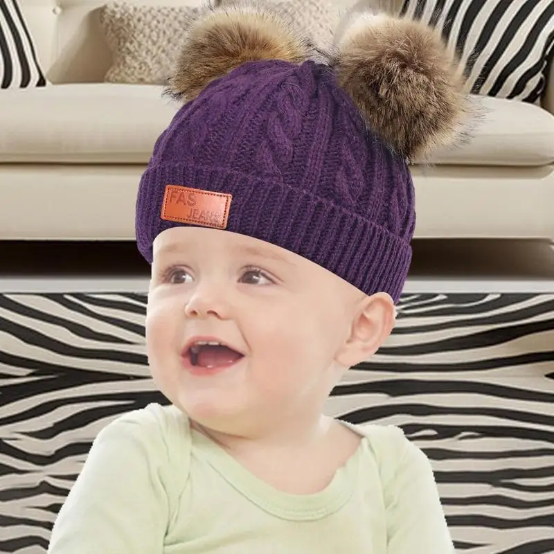 Toddler Girl Hat Pompom Toddler Beanies Knit Winter Hat Caps Comfortable Warm Stretchy Kids Beanie Hats For Boys Girls