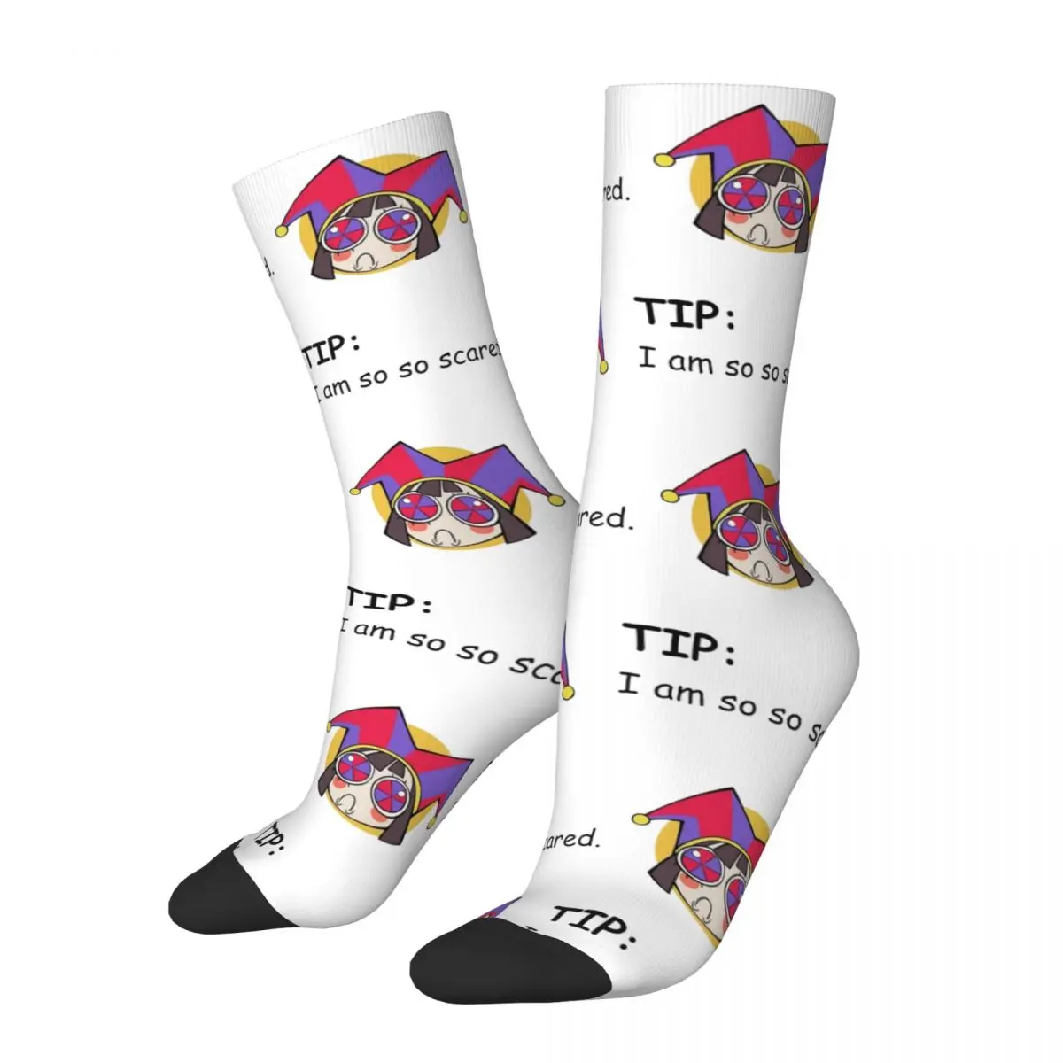 

Hip-hop The Amazing Digital Circus Sad Pomni Soccer Socks Polyester Middle Tube Socks for Unisex Sweat Absorbing
