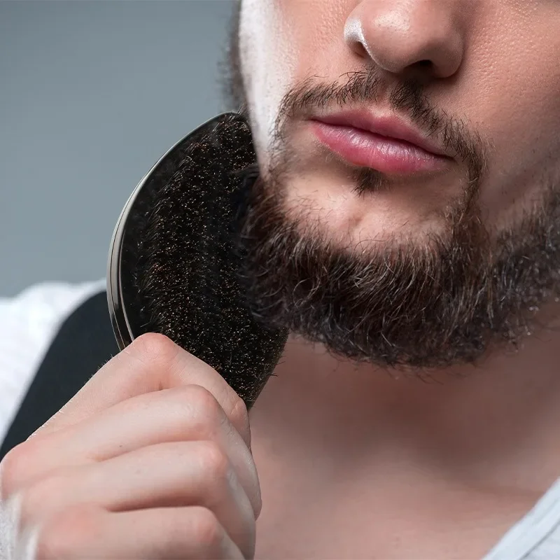 Men's Soft Boar Bristle Wave Hairbrush for Hairstyling and Beard Grooming