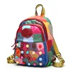Women's Backpack Soft Genuine Sheepskin Leather Girls Patchwork Portable Colorful Street Travel Bags 1