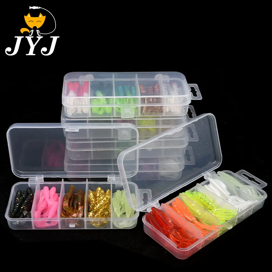 JYJ box package 50pcs 4cm 5cm 6cm soft silica lure grub maggot