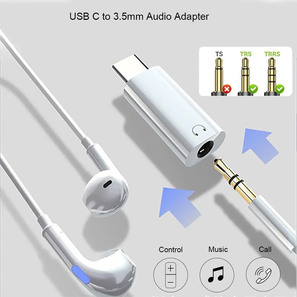 Compact USB-C to 3.5mm Audio Adapter