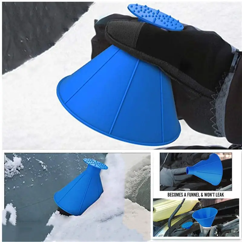 Window Cleaning Tool Car Window Windshield Magic Ice Scraper Oil Funnel Snow Remover Shovels Deicer Cone Tool Scraping Winter Accessories
