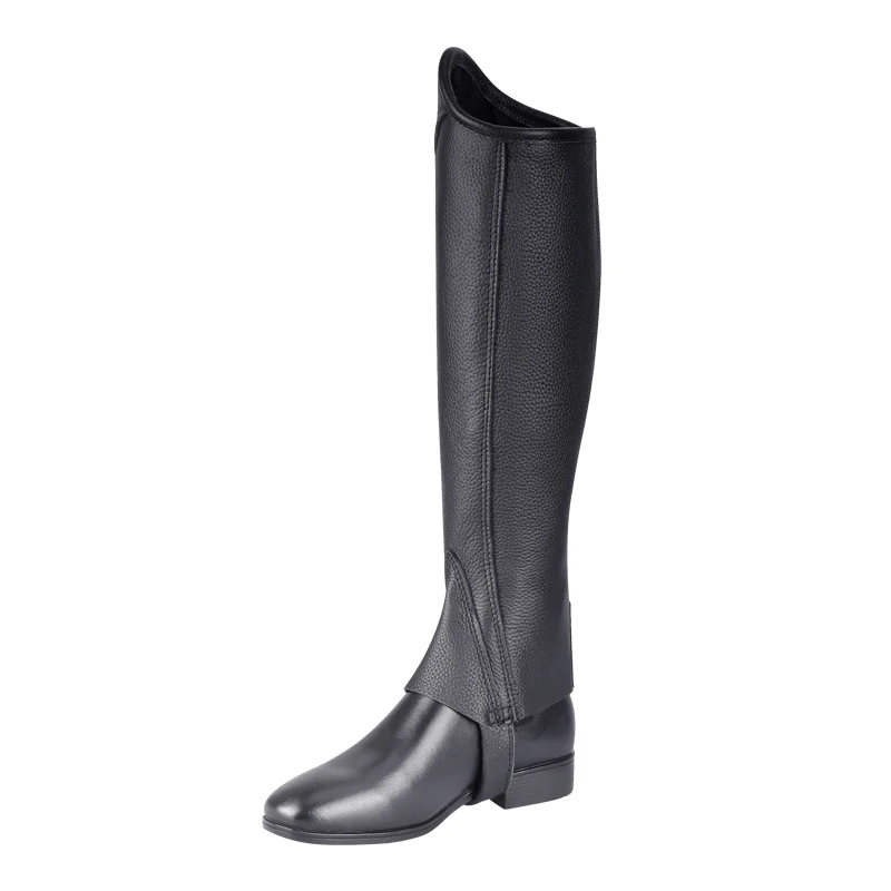 Cavassion Equestrian Horse Riding Cowhide Leather YKK Zipper Half Chaps Horse Riding Rider Protector Lengthen Type without boots