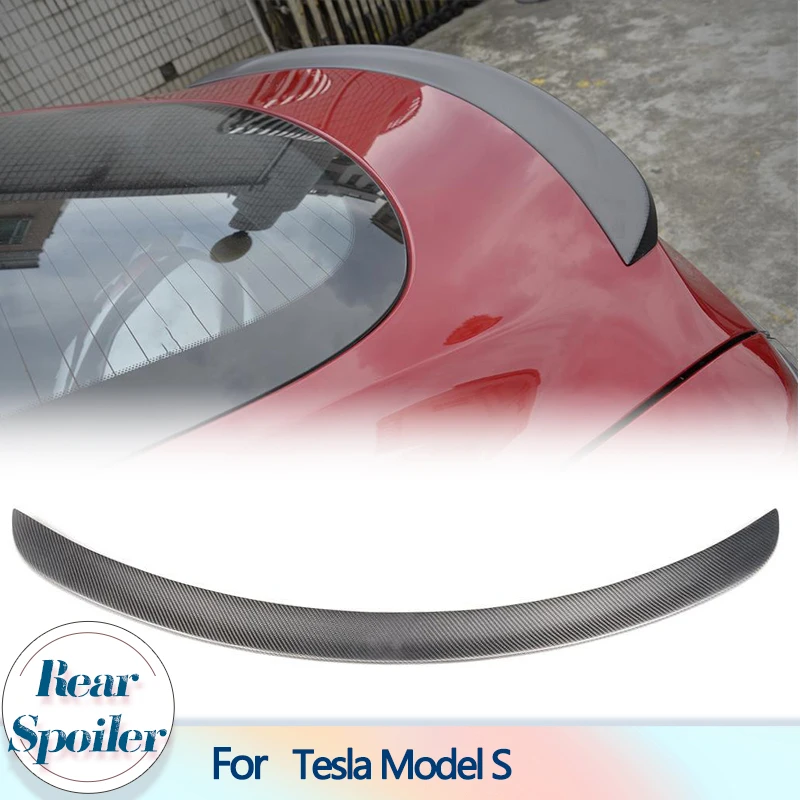 Gloss / Matte Carbon Fiber Rear Trunk Spoiler Wing for Tesla Model S Sedan 4 Door 2012- Rear Trunk Boot Lid Wing Spoiler FRP