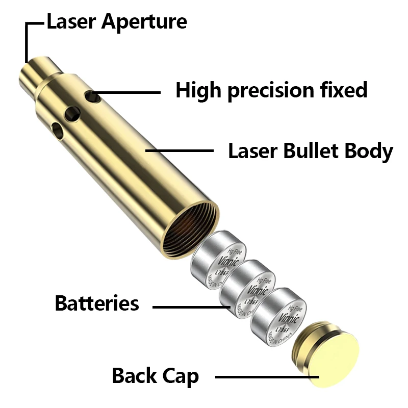 Tactical Laser Bore Sight 3006 Red Dot Brass Bullet for Aiming Shooting Calibration Adjustment Pistol Airsoft Gun Acessories