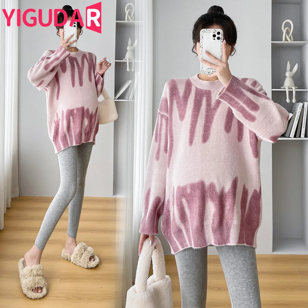 Autumn Winter Maternity Sweaters Long Sleeve Pregnant Woman clothing Knitting Pullovers Coats pregnancy photoshoot Sweaters