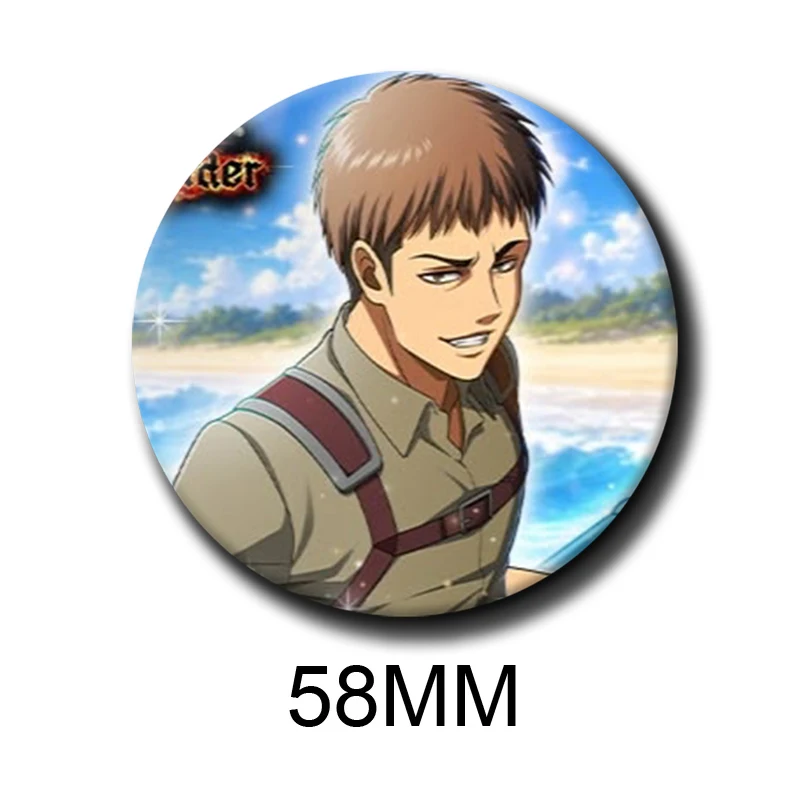 58mm 애니메이션 A-ATTACK ON TITAN 에렌 예거 키스 샤디스 애니 레온하트 코스프레 의상 배지 핀 SPTE Tinplate Brooch Prop Gilf