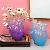 Transparent Heart Vase Creative Nordic Clear Resin Home Room Decor Unique Simulation Anatomical Flower Vases 2