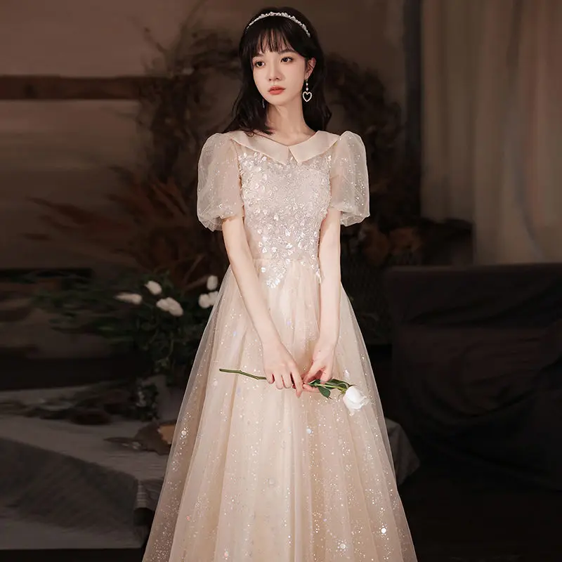 

Harajpee Fairy Music Student Art Exam Dress Temperament Banquet Annual Meeting Host Dresses 2024 Texture Slimming Chic Vestido