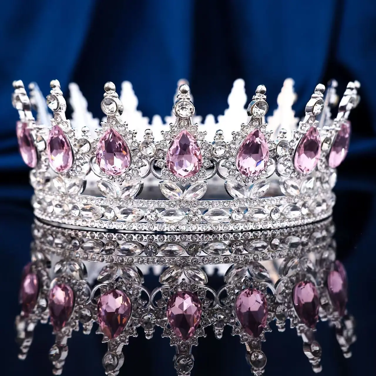 Europäische Mode Prinzessin Tiara Barock Kristall Vollkrone König Tiar Hochzeit Festzug Haarkleid Zubehör – Detail 16
