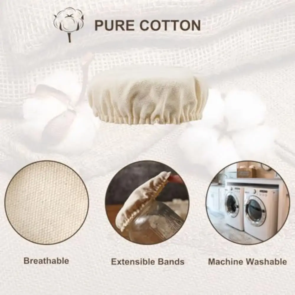 Cotton Cloth Fermentation Bottle Cover Reusable Multifunction Sourdough Starter Jar Covers Dust Cover Portable Cloth Covers 1PC