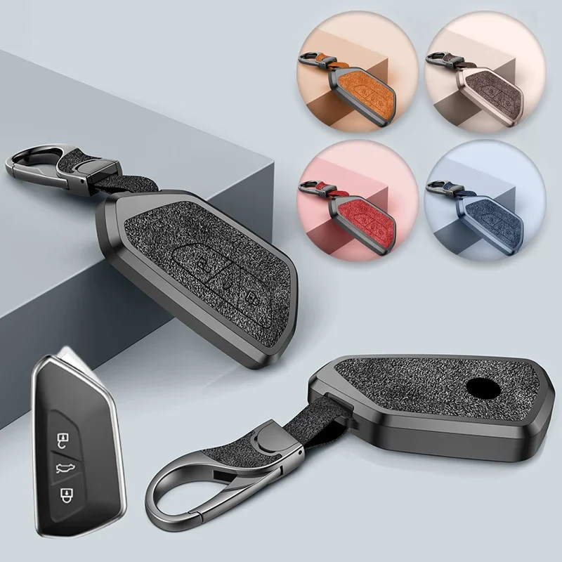 Custodia Per Portachiavi Per Auto In Pelle In Lega Di Alluminio Per Vw Teramon Id.3 Id.4 Golf 8 Mk 8 Skoda Octavia Mk 4 Tarraco Gti Gtd Seat Leon