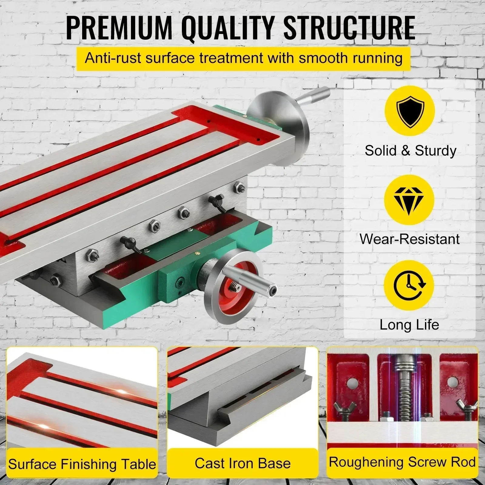Milling machine tools,tilting milling table VEVOR Milling Table 17.7&times;6.7Inch Compound Slide Multifunction Worktable Cross Milling Machine Compound 2 Axis 4 Ways Drill