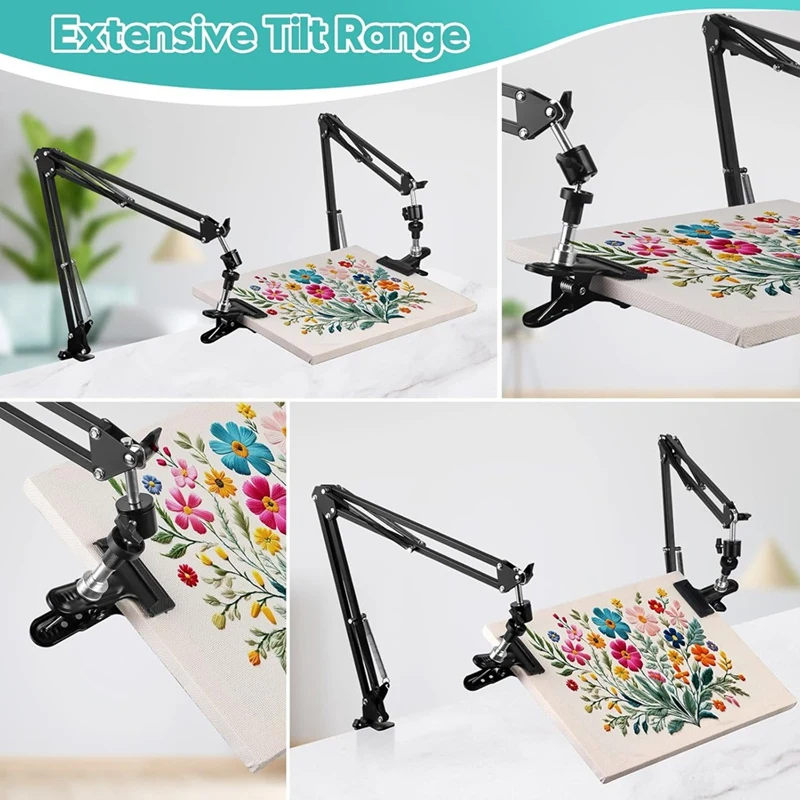Adjustable Embroidery Hoop Holder Rotating Hoop Holder Folding Embroidery Hoop Needle Art Frame And Phone 2Pc