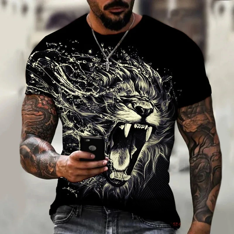 

Lion King 3D Print Mens T Shirt Summer Casual T Shirt Animal Top Black Harajuku Short Sleeve Hip Hop Oversized Streetwear
