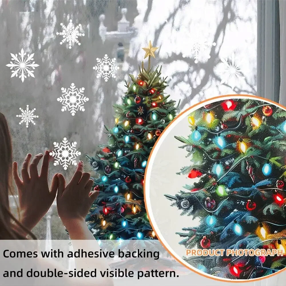 Christmas Decoration Stickers Cartoon Santa Claus Xmas Tree Snowman Elk Window Glass Static Stickers Happy New Year Decor